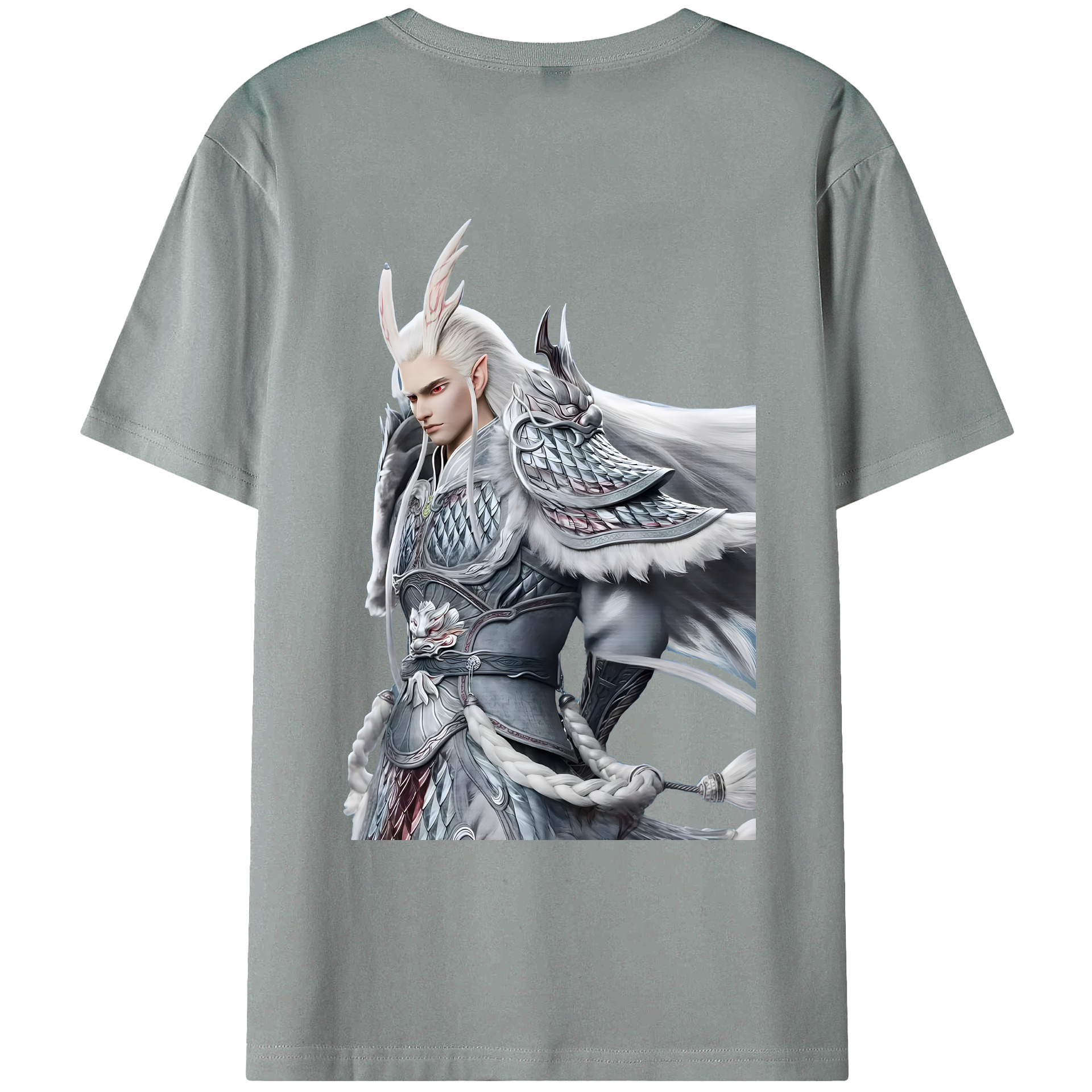 （画像用） Ne Zha 2 ナタ 魔童の大暴れ 綿100％ メンズ半袖Tシャツ（バックプリント） 通気性